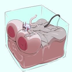 1:1 1girls absurd_res anthro anthro_only areola big_areola big_belly big_breasts big_nipples blush breasts breasts_bigger_than_head cayce cube_(object) eye_patch eyes_rolling_back felid feline female female_only furry furry_only hi_res hose hose_in_butt hose_inflation huge_areola huge_breasts huge_nipples hyper hyper_belly hyper_inflation immobile inflation leechpup mammal massive_belly nipples no_humans pleasure_face room_filling skin_folds solo solo_female white_sclera