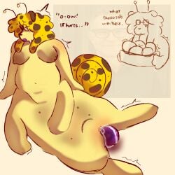 chubby chubby_female egg_laying female female_focus female_only giving_birth ovipositor regretevator shivering split_(regretevator) taur