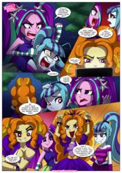 3girls 5_panel_comic adagio_dazzle aria_blaze breasts cleavage comic dialogue equestria_girls equestria_untamed friendship_is_magic my_little_pony night page_2 rainbow_rocks sonata_dusk speech_bubble star-shaped_pupils stars tagme text the_dazzlings the_dazzlings_revenge trees unseen_female_face