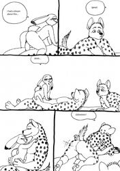 anthro bernielover black_and_white blush comic disney female flat_chest girl_on_top hyena judy_hopps lagomorph male mammal penis rabbit rebecca_(bernielover) zootopia