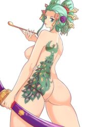 1girls ass ass_cheeks breasts female female_only irezumi katana kiseru komurasaki kozuki_hiyori naked nihongami nipples nude nude_female oiran one_piece opalisart prostitute pussy shimada_hairstyle side_view solo solo_female solo_focus tattoo wano_country