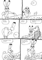 anthro bernielover black_and_white blush clothing comic disney female flat_chest hyena judy_hopps lagomorph male mammal oral_sex penis rabbit rebecca_(bernielover) zootopia