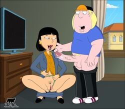 asian asian_female big_balls big_penis christopher_cross_griffin family_guy female huge_balls huge_cock human human_male interracial light-skinned_male light_skin male sex tricia_takanawa tropicoboy