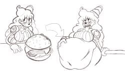 belly belly_expansion big_belly big_burger cartoony fat fat_character febberdoogl food original_character toony