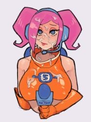 1girls big_breasts breasts cum cum_on_breasts cum_on_face gloves headgear headset large_breasts nipple_bulge pink_hair ruka481 sega space_channel_5 ulala