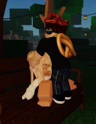 3d baller_2206 blowjob blushing_female clothed_sex deepthroat grabbing male/female park roblox robloxian satisfied