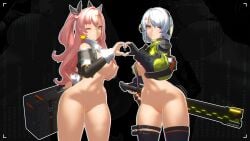 16:9 4k akiharex almost_naked anby_demara black_background dark_background half_naked heart_hands heart_symbol hoyoverse nicole_demara voluptuous voluptuous_female wallpaper zenless_zone_zero