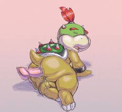 2boys anal anal_sex bowser_jr. disembodied_penis koopa male male_only mario_(series) multiple_boys nintendo nokemop penetration penis pink_background scalie simple_background video_games yaoi