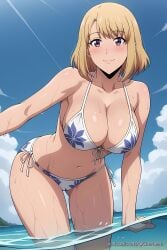 ai_generated aichat beach breasts candid cha_hae_in ecchi female girl pinku pinku.ai pinkuai solo_leveling thighs water wikini