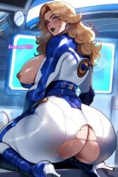 1girls ai_generated ass breasts evilkuro05 female female_focus female_only invisible_woman invisible_woman_(marvel_rivals) large_ass large_breasts light-skinned_female light_skin looking_at_viewer looking_back marvel marvel_rivals nipple_piercing solo sue_storm