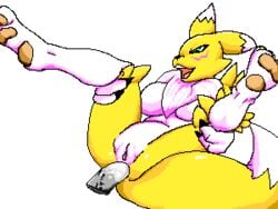 anal anal_sex anthro breasts digimon feet female fur furry penetration penis pixel_art pussy renamon smoaer yellow_fur