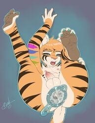 1boy absurdres anthro anus ass bonk cum cum_in_ass cum_inside feline funnel furry highres humanoid_penis male male_only mammal penis solo testicles tiger ty_hanson uncut