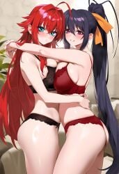 2girls ai_generated akeno_himejima big_ass bikini blushing_female breasts_pressed_against_another breasts_to_breasts curvy_females females_only girlfriends high_school_dxd hugging_each_other indoors large_breasts lesbian_couple rias_gremory rias_x_akeno smile yuri yuri yuri