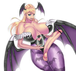 1futa ageha_(burakku-ra) balls big_breasts bimbo bimbo_futanari blonde_hair blue_eyes breasts burakku-ra capcom censored cleavage clothing cosplay darkstalkers demon_wings erection fangs futa_only futanari futanari_vampire head_wings huge_cock intersex large_breasts large_penis long_hair looking_at_viewer mole mole_on_balls morrigan_aensland morrigan_aensland_(cosplay) penis solo succubus testicles voluptuous wings