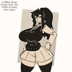 1girls bags_under_eyes big_breasts black_hair busty choker dark female_only goth goth_girl gothic green_eyes hand_on_hip hourglass_figure huge_breasts long_hair milf miniskirt mother mother_(the_coffin_of_andy_and_leyley) n647 necklace pixiv_link ponytail renee_graves skirt sweater tall_female the_coffin_of_andy_and_leyley thick_thighs white_iris wide_hips