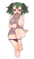 character_request green_hair ishuzoku_reviewers masha nipples tagme tits_out virgin_destroyer_sweater virgin_killer_sweater