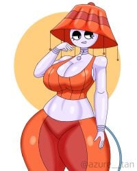 1girls 5_fingers artist_name asthma__tan background belly black_eyeshadow black_pupils breasts bust busty busty_female busty_girl cable cleavage clothed clothed_female clothing curvaceous curvaceous_female curvaceous_figure curvy curvy_female curvy_figure dot eyebrows female female_focus female_only fingers freckles freckles_on_breasts freckles_on_face freckles_on_shoulders front_view hand_on_hip huge_breasts huge_thighs lamp lamp_girl lampshade lampshay large_breasts midriff midriff_baring_shirt object_humanoid oc one_hand_on_hip one_hand_up open_mouth orange_clothing orange_outfit orange_shirt original original_character plug_tail polka_dot polka_dot_background shoulders simple_background solo solo_female solo_focus sports_bra straight_tail tail thick_thighs thighs thunder_thighs twitter_username watermark white_background white_body white_eyes white_skin white_skinned_female wide_hips