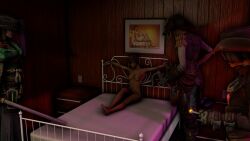 3d borderlands borderlands_2 borderlands_3 borderlands_the_presequel bound_wrists captain_scarlett clothed_female_nude_female nisha_(borderlands) on_bed only_one_naked photofiona sfm tales_from_the_borderlands tied_up