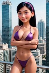 1woman admiring ai_generated bikini black_hair breasts brown_hair city city_background disney elsacorinthiana exhibitionism female female_only futuristic futuristic_background futuristic_city horny horny_face horny_female light-skinned_female light_skin long_hair long_hair_female medium_breasts navel pale-skinned_female pale_skin panties patreon patreon_link patreon_url patreon_username photorealistic posing posing_for_picture posing_for_the_viewer purple_bikini purple_eyes realistic semi-naked semi-nude semi-nudity semi_naked semi_nude skinny standing the_incredibles the_incredibles_2 thigh_gap thong_bikini violet_parr