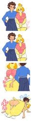 4koma anus breasts comic fingering human_on_anthro isabelle_(animal_crossing) lovetopullmicke mating_press penis plap pussy sex skirt skirt_lift white_skirt