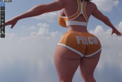 3d ass ass_focus booty_shorts bubble_butt mario_(series) princess_daisy scrag_boy shorts tan_body vensaku