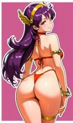 1girls ai_generated ass athena_(series) athena_asamiya big_ass big_breasts bikini blush breasts bubble_butt busty choker dat_ass fat_ass female female_only hairband highres large_breasts long_hair looking_back princess_athena psycho_soldier purple_hair red_bikini red_eyes seductive seductive_look seductive_smile sensual sideboob smile snk solo swimsuit thighs thong thong_bikini voluptuous