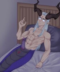 1maleherm abs barbed_penis blue_eyes cloaca cuntboy cuntboy_sans_balls demon_horns donghuang_taiyi herm hermaphrodite honor_of_kings human humanoid intersex king_of_glory long_hair maleherm masturbation multi_genitalia muscular muscular_maleherm naga penis pussy sheet_grab snake snake_humanoid solo treachery wangzherongyao white_hair