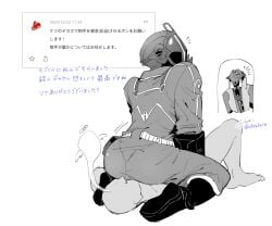 3boys anon ass big_ass bondrewd doshole duo_focus facesitting fully_clothed gay gueira helmet made_in_abyss male male_only mask masked masked_male monochrome yaoi