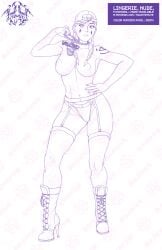 aura_(fortnite) boots fortnite high_heel_boots high_heels line_art lingerie medium_breasts mila_the_mute no_color not_colored simple_background tagme tattoo thong topless