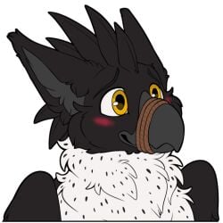 1:1 alpha_channel avian beak blush bondage bondage bound feathered_wings feathers gryphon mythological_avian mythological_creature mythology smile solo symrea telegram_sticker white_body wings yellow_eyes