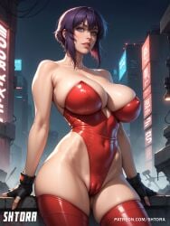 ai_generated big_breasts blue_eyes breasts ghost_in_the_shell kusanagi_motoko large_breasts shtora thick_thighs