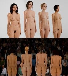 2koma 3d 4girls abigail_blyg alternate_version_available asian_female ass audience being_watched clothed_female_nude_female clothed_female_nude_male completely_nude_female crowd crowd_watching emma_mountebank female female_focus hairy_pussy kaitlyn_ka laura_kearney life_model light-skinned_female modeling nipples nude_model nude_modeling on_stage ponytail pubic_hair public public_nudity sequence short_hair small_breasts the_quarry