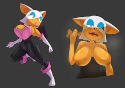 big_breasts furry oiled_breasts rouge_the_bat solo_female sonic_(series) sweat