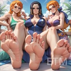 ai_generated boa_hancock clothing etm_ai female female_only foot_fetish nami_(one_piece) one_piece