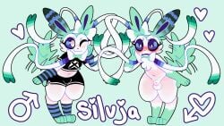 animal_genitalia clothing eeveelution femboy generation_6_pokemon genitals halfpricesouls hi_res leg_warmers legwear male nintendo pokemon pokemon_(species) sheath sylveon