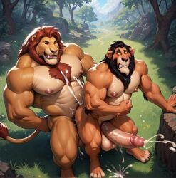 2boys ai_generated anal anal_sex animal_ears anthro anthro_on_anthro anthro_penetrated anthro_penetrating anthro_penetrating_anthro balls bara big_balls big_muscles big_nipples big_penis big_testicles booster_rex completely_nude completely_nude_male cum cumming cumming_while_penetrated daddy disney ejaculation erect_nipples erect_penis erection feline furry furry_male gay hairy hairy_armpits hairy_male huge_balls huge_cock huge_muscles huge_testicles lion looking_at_viewer male male/male male_penetrated male_penetrating male_penetrating_male mufasa muscles muscular muscular_anthro muscular_male nipples nude penis scar_(the_lion_king) tail testicles the_lion_king