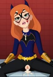 after_rape after_sex ai_generated batgirl blood broken bruise cum cum_in_pussy dc dc_comics dc_super_hero_girls defeated domino_mask injury open_mouth pussy rape sex sitting spread_legs tile_wall vulva