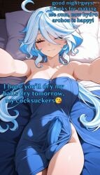 1futa ai_generated bed bedroom dick dickgirl furina_(genshin_impact) futa_only futanari genshin_impact good_night smile solo