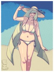 1girls big_breasts bikini breasts female lusamine_(pokemon) mofuuwafuwa pokemon pokemon_sm