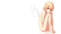 1girls angel blonde_hair female female_only nude original phantania red_eyes short_hair solo tears wings