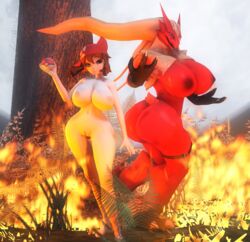 3d 3d_(artwork) anthro beak belt big_ass big_breasts bird blaziken blue_eyes brown_hair chicken claw cleavage female female_only fire fur fur_coat furry hair huge_ass huge_breasts human large_ass large_breasts leg_belt long_hair may_(pokemon) moon naked nipples nude nude_female open_mouth pokeball pokemon pokemon_(species) pussy red_body red_fur red_skin sharp_claws shorts source_filmmaker tail thigh_belt thighhighs tree vagina white_fur white_skin zentaisfm