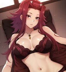 ai_generated akiza_izinski large_breasts lingerie red_hair yu-gi-oh! yu-gi-oh!_5d's