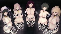 3d 5girls akamatsu_kaede black_hair blonde_hair brown_hair celestia_ludenberg cow_print_armwear cow_print_bikini cow_print_thighhighs danganronpa female_only harem koikatsu large_breasts multiple_girls multiple_pregnancies naegi_komaru nanami_chiaki nanamikibreeder new_danganronpa_v3 nude_female pink_hair pregnant purple_hair super_danganronpa_2 tsumiki_mikan