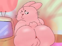 anthro anus ass big_butt cartoon_network gay hi_res lagomorph leporid male male/male mammal nude one_eye_closed pink_body rabbit rabbit_ears richard_watterson scut_tail short_tail slightly_chubby solo tail the_amazing_world_of_gumball ugly-rat15508