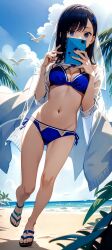 1girls ai_generated anime_coloring beach bikini cellphone edited_art female female_focus female_human female_only female_solo girlfriend legs nature naughty provocative seducing seduction seductive seductive_female sensual solo_female solo_focus solo_human tagme temptation thighs wife