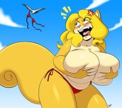 aeolus06 anthro bbw beach big_breasts bikini bikini_bottom bikini_top bra breasts_bigger_than_head embarrassed_nude_female end furry huge_breasts no_humans panties red_bikini red_bikini_bottom red_bikini_top red_bra red_panties ronzo shonuff shonuff44 squirrel squirrel_girl sweetcorn