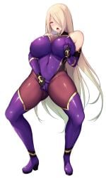 1girl bare_shoulders blonde_hair blush boots bowlegged_pose breasts cameltoe covered_navel covered_nipples elbow_gloves female_masturbation fingering fishnets full_body game_asset gloves gold_trim grabbing_own_breast hair_over_one_eye half-closed_eyes heavy_breathing high_heels highleg highleg_leotard huge_breasts impossible_clothes kongeraatio large_variant_set leotard long_hair looking_at_viewer masturbation masturbation_through_clothes ninja nipple_stimulation nipple_tweak non-web_source open_mouth pantyhose purple_gloves purple_leotard rokujou_sion saliva self-datamine shiny_clothes simple_background skin_tight solo spread_legs standing tachi-e taimanin_suit taimashi_ayano thigh_boots thighhighs thighs through_clothes tongue tongue_out torogao transparent_background tweaking_own_nipple variant_set very_long_hair white_background yellow_eyes