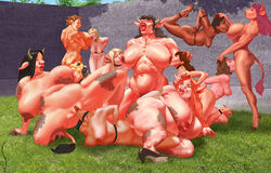 animal_humanoid anthro big_breasts black_hair blonde_hair bondage bound bovine breast_sucking breasts brown_hair cow_humanoid cunnilingus dark_skin female femdom femsub group group_sex hair horn huge_breasts human humanoid long_hair mammal multiple_girls multiple_subs nipple_suck nipples nude open_mouth oral orgy overweight pubes pubic_hair pussy red_hair restrained sex short_hair size_difference slightly_chubby sucking suckling synthean thick_thighs tribadism vaginal_penetration voluptuous yuri