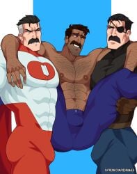 abs bara biceps bulge clothing crossover daddy dilf facial_hair fullmetal_alchemist gay invincible invincible_(comics) invincible_(tv_series) king_bradley male male/male male_nipples male_only manly mature_male minecraft moustache muscular_male nipples nolan_grayson omni-man pecs revealyoursins steve_(minecraft) tight_clothing