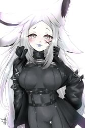 dya_rikku_(vtuber) face_markings female fox_ears skin_tight virtual_youtuber vyugen white_hair